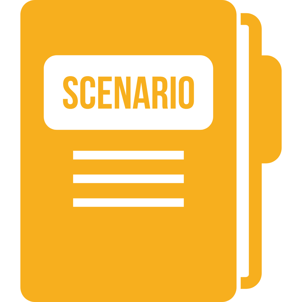 A yellow manilla folder labelled 'Scenario'